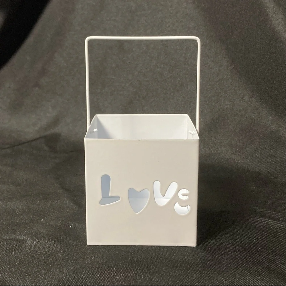 ⭐️ Target Valentine’s Day Metal Square Pail Love Cut-Out 3” x 3” Candle Holder